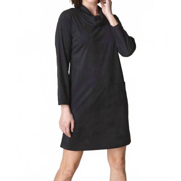 HABITAT Dresses & Skirts - NEW HABITAT stretch faux suede easy pocket dress in black